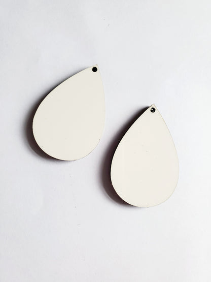 Pair of Teardrop Shape MDF Earrings with Hanging Hardware (set of 2). Laserable!