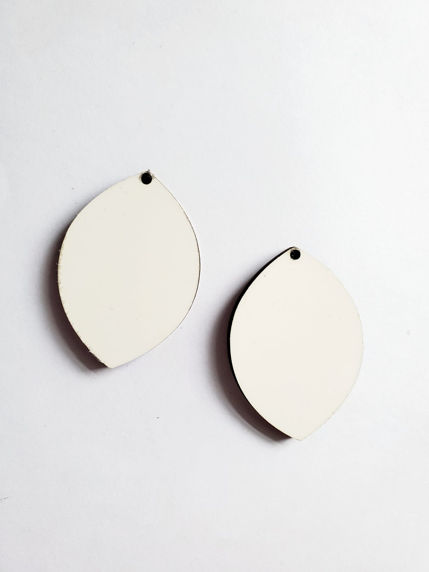 Pair of Leaf Shape 2-Sided MDF Sublimation Earrings with Hanging Hardware (set of 2). Laserable!