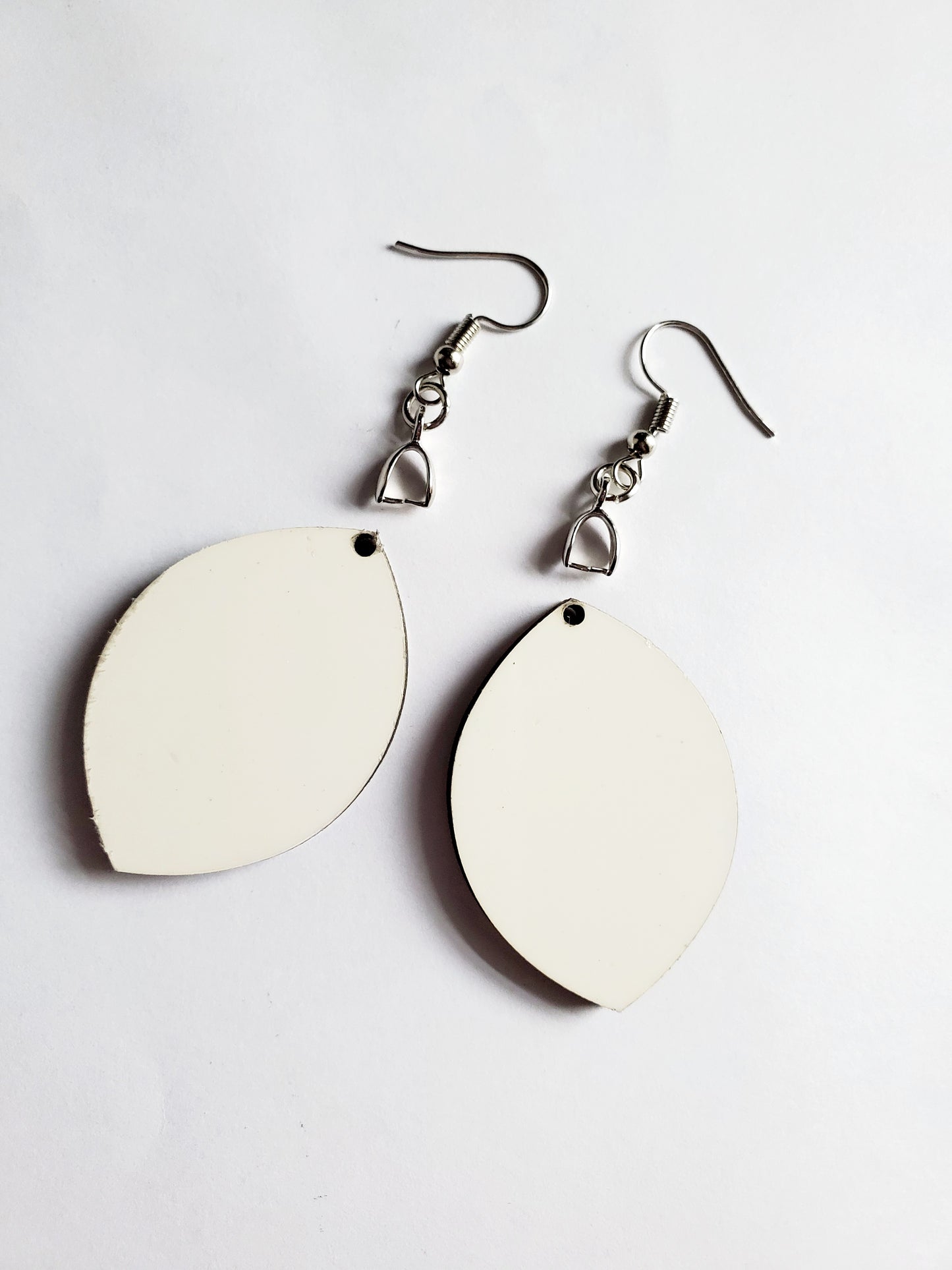 Pair of Leaf Shape 2-Sided MDF Sublimation Earrings with Hanging Hardware (set of 2). Laserable!