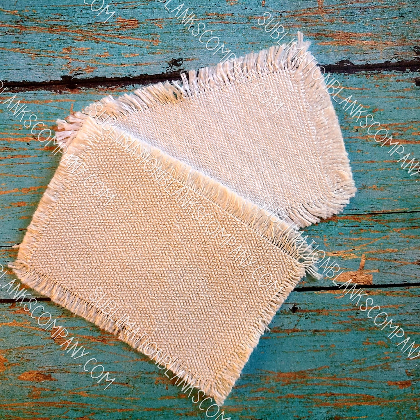 Distressed Burlap Rectangle Hat Patch Sublimation Blank with Glue Paper. Raggy