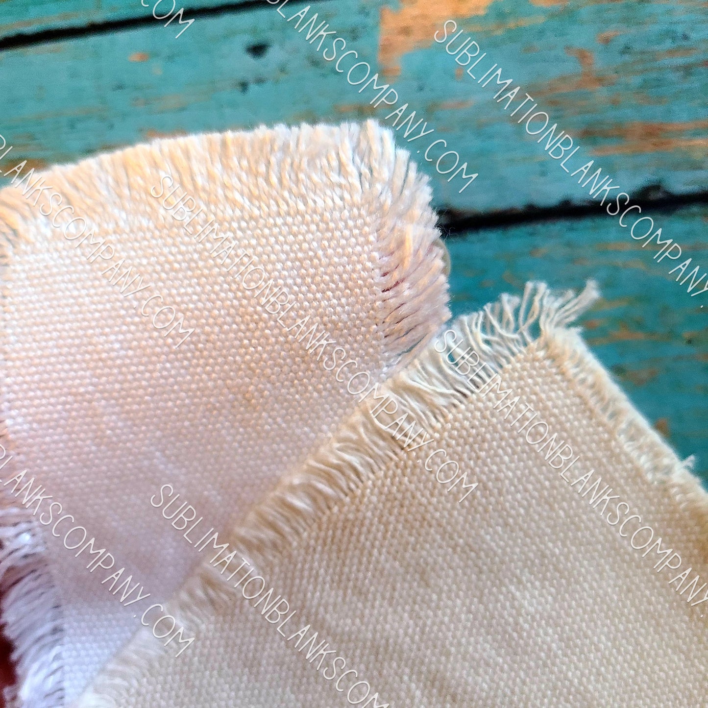 Distressed Burlap Rectangle Hat Patch Sublimation Blank with Glue Paper. Raggy