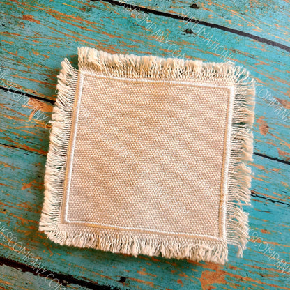 10 pcs! Square Raggy Distressed Burlap Center Stitched Hat Patch Sublimation Blank with Glue Paper