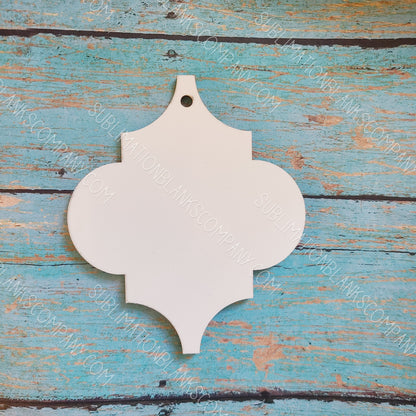 Arabesque MDF Tile Shaped 2-sided Christmas Holiday Ornament Sublimation Blank. Also laserable!