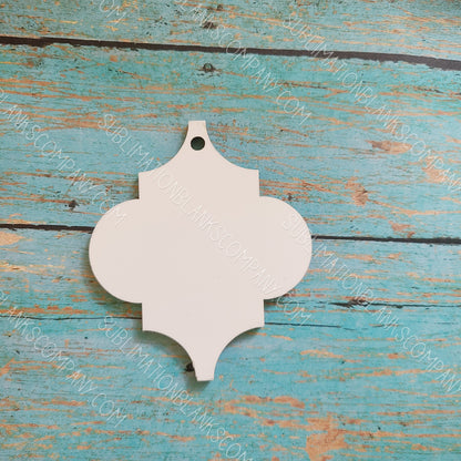 Arabesque MDF Tile Shaped 2-sided Christmas Holiday Ornament Sublimation Blank. Also laserable!