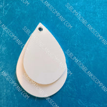 Load image into Gallery viewer, Pair of Double Teardrop Shape Aluminum Earrings with Hanging Hardware (set of 2) Sublimation Blanks. Laserable!
