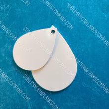 Load image into Gallery viewer, Pair of Double Teardrop Shape Aluminum Earrings with Hanging Hardware (set of 2) Sublimation Blanks. Laserable!
