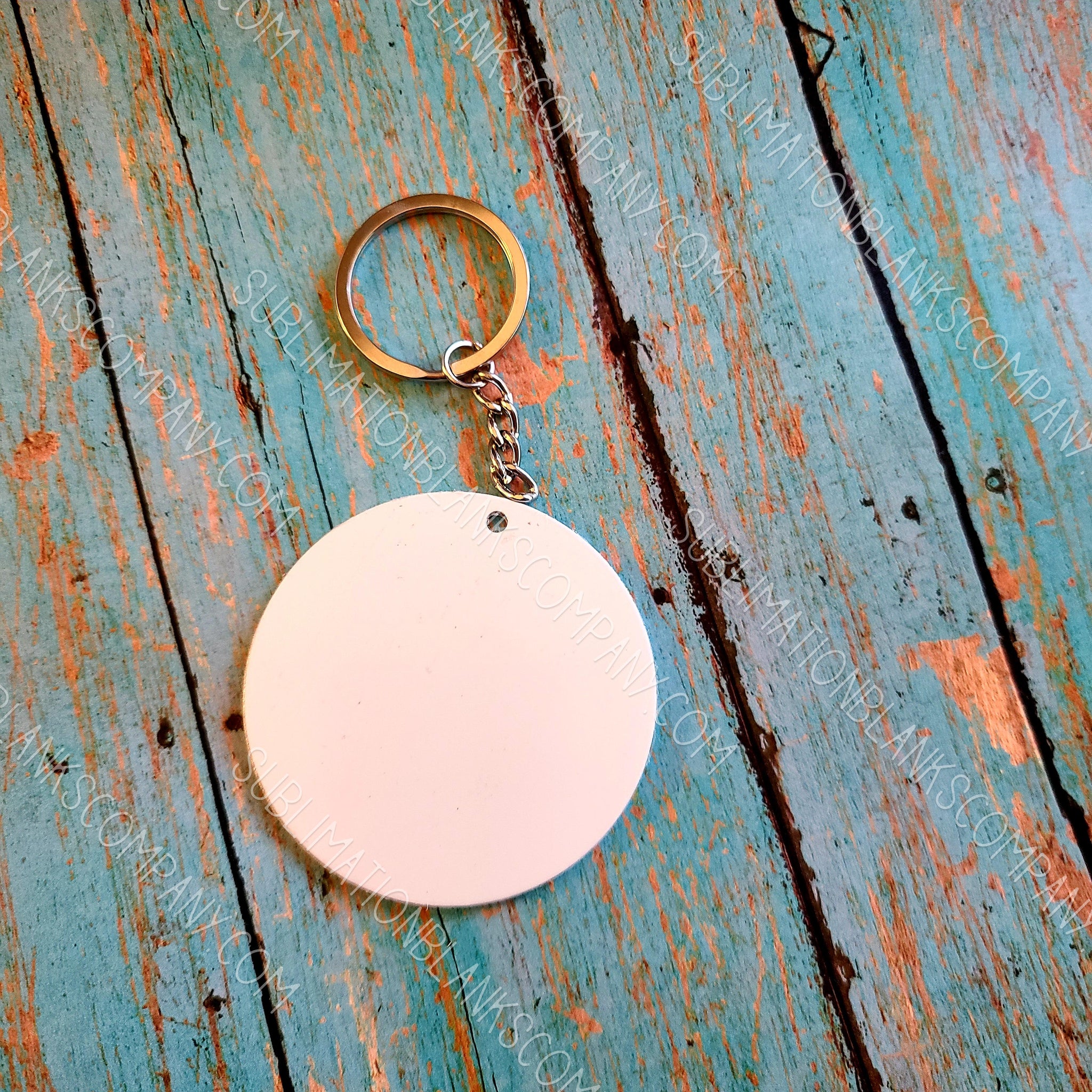 Round Keychain w/White Insert, 1 Diameter, Sublimatable