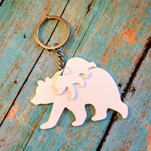 Load image into Gallery viewer, Mama Bear with Tassel and Baby Bear Aluminum Keychain with Key Ring Sublimation Blank. Laserable!
