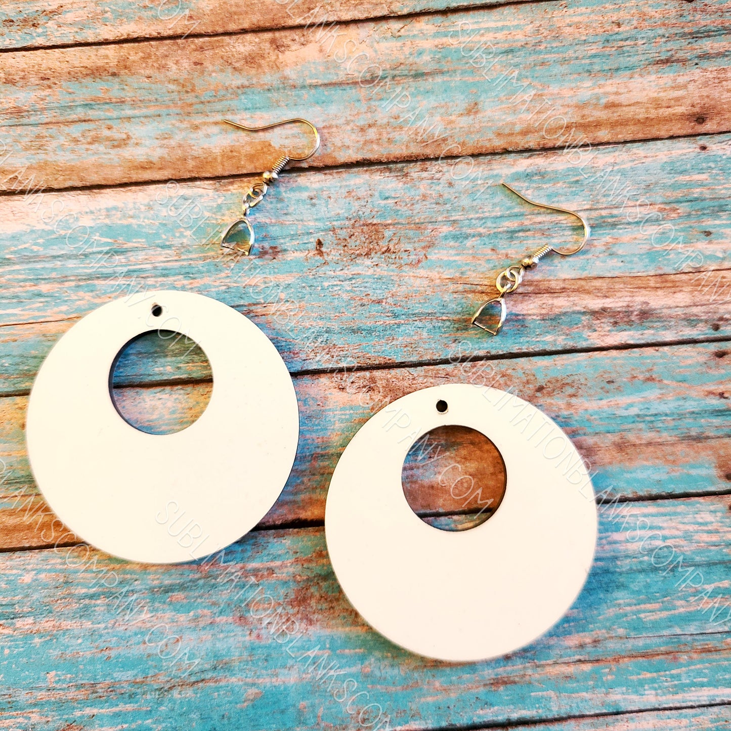 Round Earrings Sublimation Blank (2 pcs) + Hanging Hardware. Laserable!