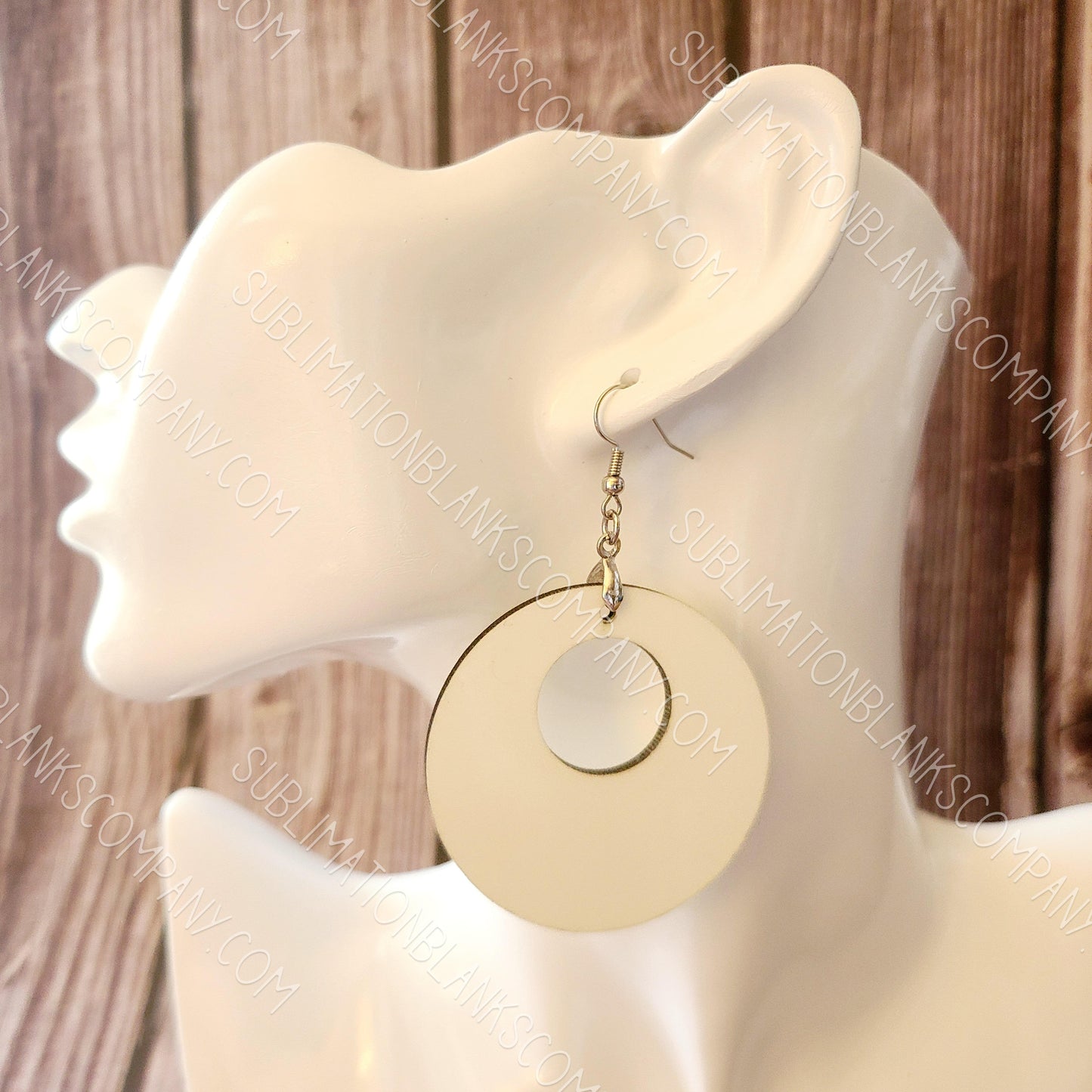 Round Earrings Sublimation Blank (2 pcs) + Hanging Hardware. Laserable!