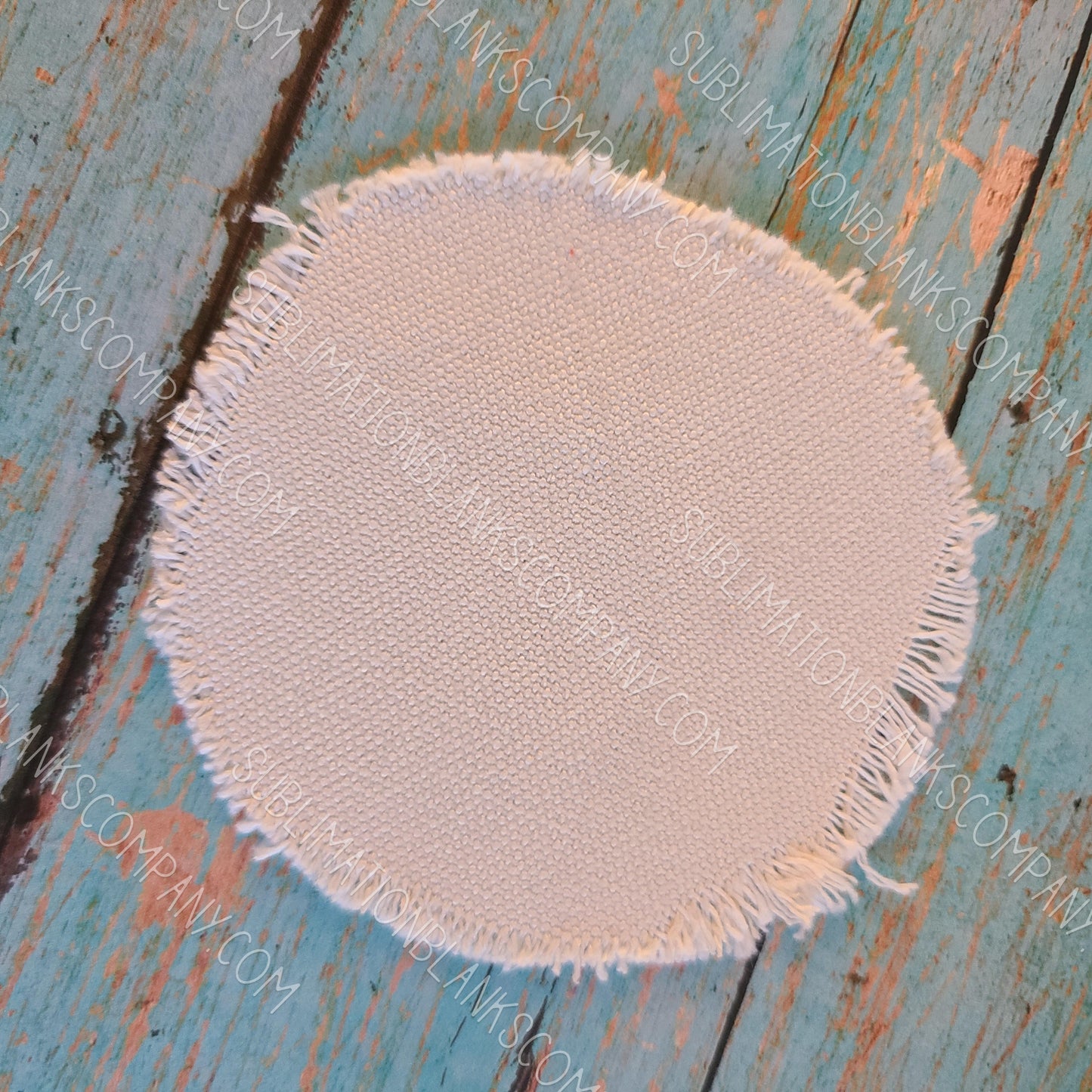 Round Distressed Burlap Hat Patch Sublimation Blank with Glue Paper. Raggy