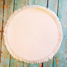 Load image into Gallery viewer, Extra Large Round Circle Raggy Distressed Burlap Center Stitched Back Patch Sublimation Blank with Glue Paper
