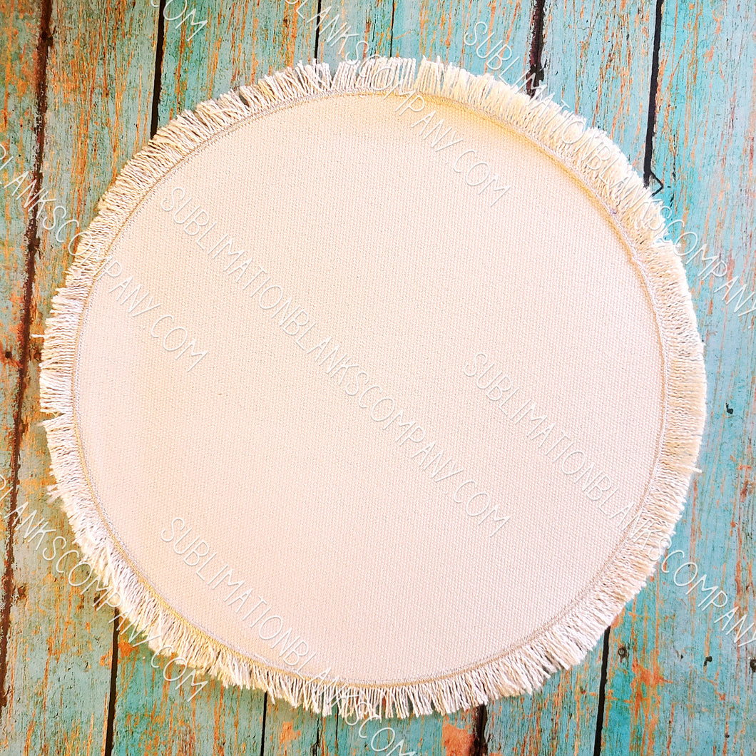 Extra Large Round Circle Raggy Distressed Burlap Center Stitched Back Patch Sublimation Blank with Glue Paper