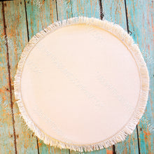 Load image into Gallery viewer, Extra Large Round Circle Raggy Distressed Burlap Center Stitched Back Patch Sublimation Blank with Glue Paper
