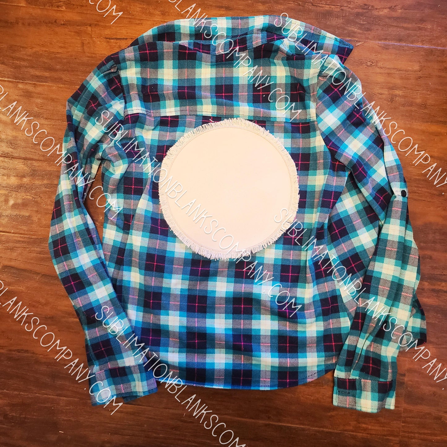 Extra Large Round Circle Raggy Distressed Burlap Center Stitched Back Patch Sublimation Blank with Glue Paper