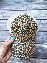 Load image into Gallery viewer, Structured Distressed Ponytail Criss Cross Back Baseball Trucker Hat Cap
