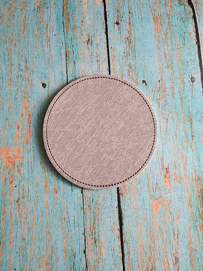 Circle Retro Tan or Gray Faux Leather Hat Patch Sublimation Blank! 2" and 2.5" Round! Laserable!