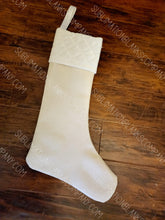 Load image into Gallery viewer, Farmhouse Burlap Linen Sublimation Blank Christmas Stocking!
