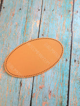 Load image into Gallery viewer, Oval 4&quot; Tan Faux Leather Hat Patch Sublimation Blank! PU Leather. Laserable!
