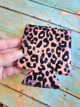 Load image into Gallery viewer, Pink &amp; Black Leopard Sequin Neoprene Koozie with White Pocket Sublimation Blank! Can Cooler
