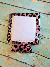 Load image into Gallery viewer, Pink &amp; Black Leopard Sequin Neoprene Koozie with White Pocket Sublimation Blank! Can Cooler

