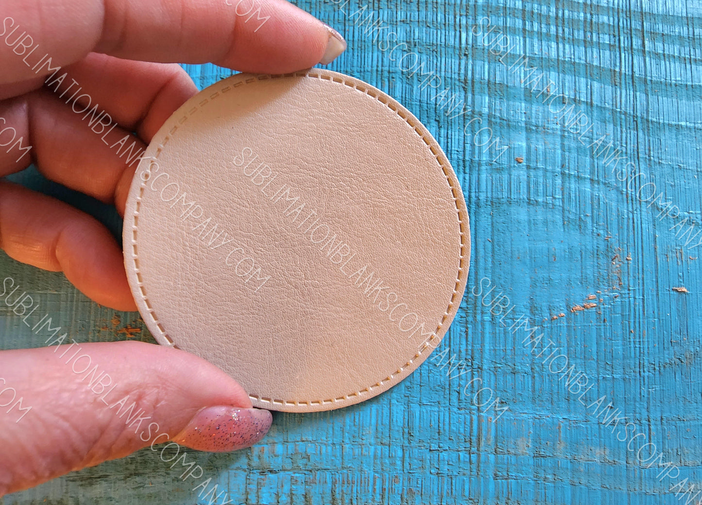 embossed faux leather pu round leather