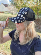 Load image into Gallery viewer, Structured Distressed Ponytail Criss Cross Back Baseball Trucker Hat Cap
