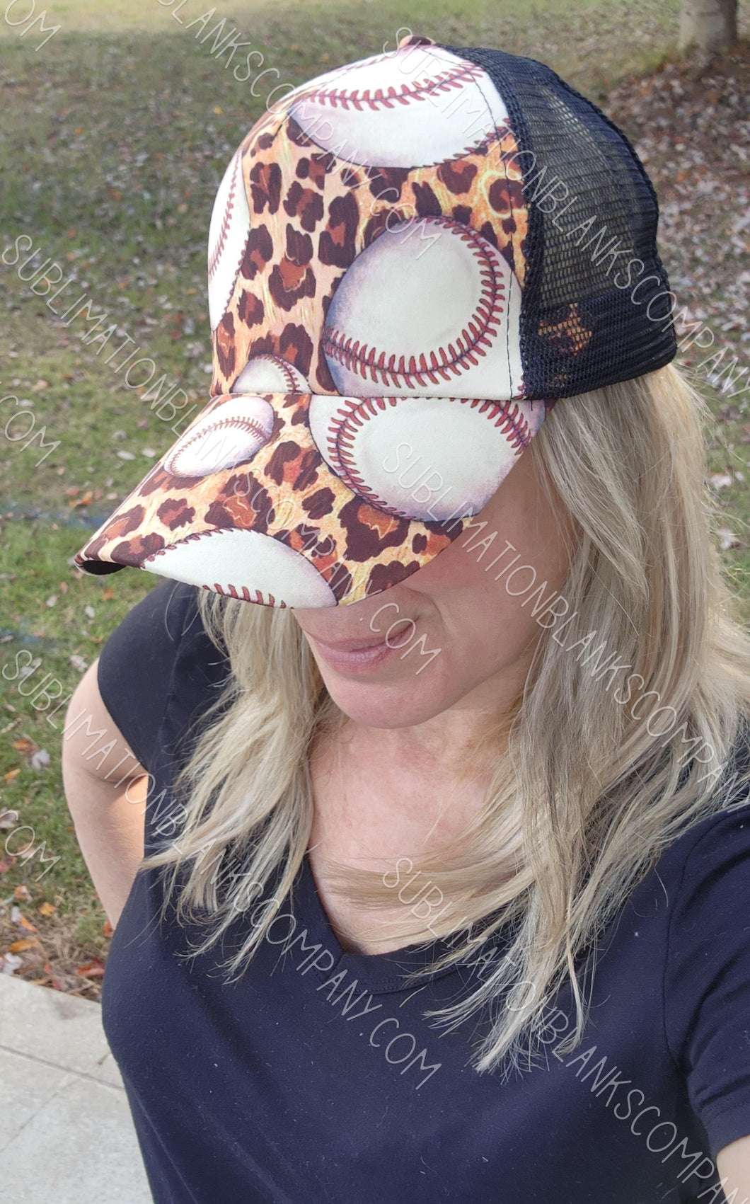 Structured Distressed Ponytail Criss Cross Back Baseball Trucker Hat Cap