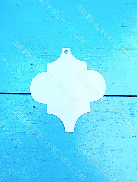 Aluminum Arabesque Tile Shaped 2-sided Christmas Holiday Ornament Sublimation Blank. Also Laserable!