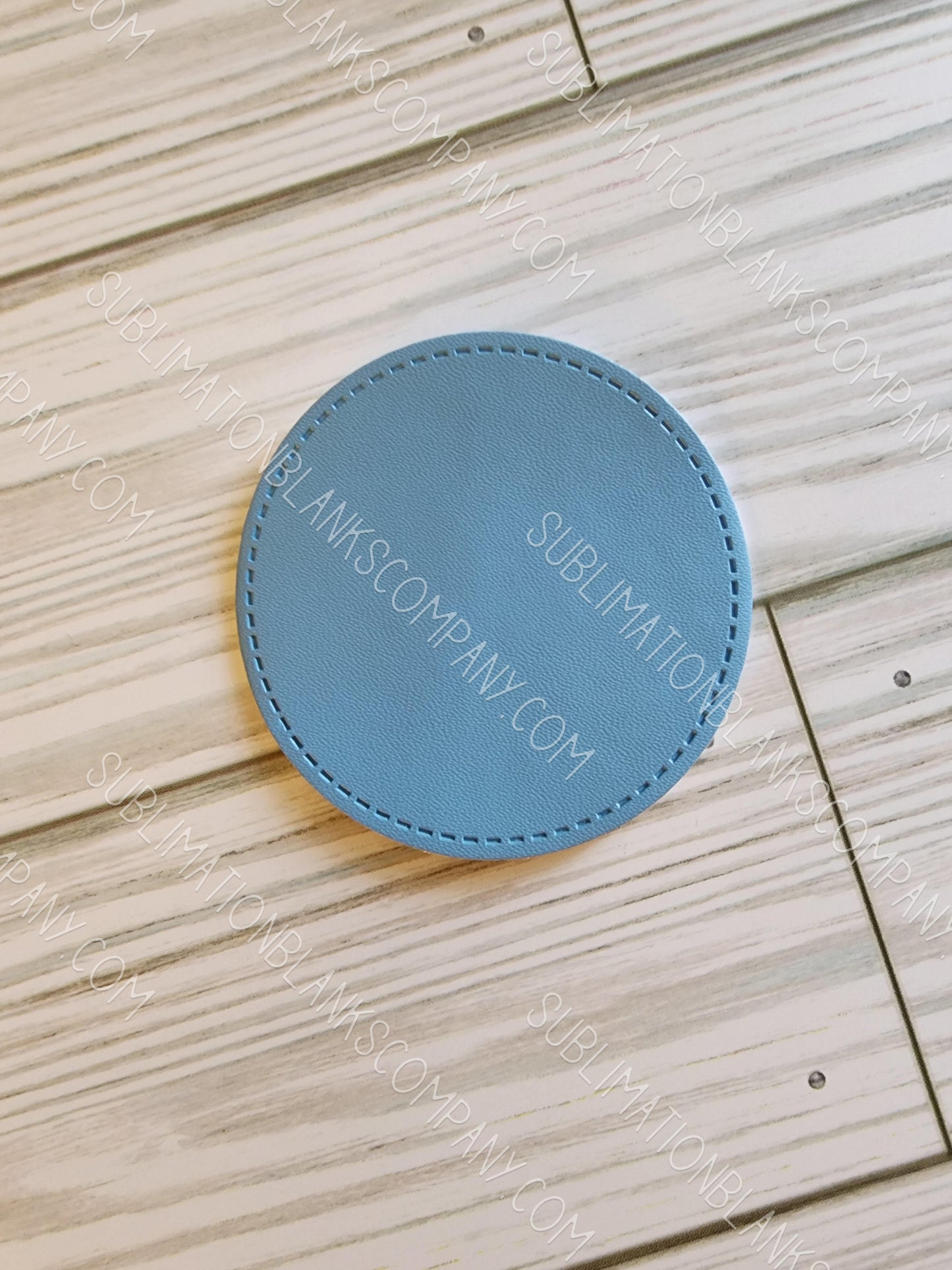 Circle Blue Faux Leather Hat Patch Sublimation Blank! 2.5" Round! PPU Leather. Laserable!