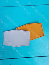 Load image into Gallery viewer, Diamond Hexagon Shape Faux Leather Hat Patch Sublimation Blank! PU Leather. Laserable! Tan or Grey
