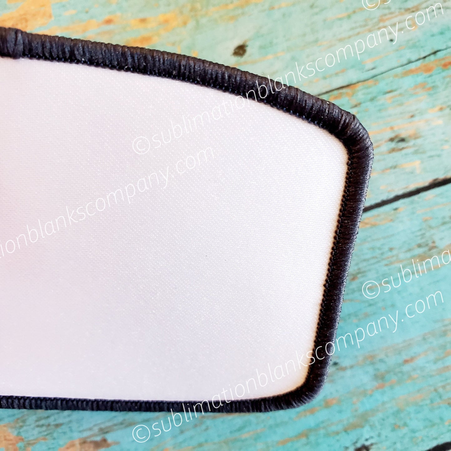 Rounded Rectangle Hat Patch Sublimation Blank with Black Trim