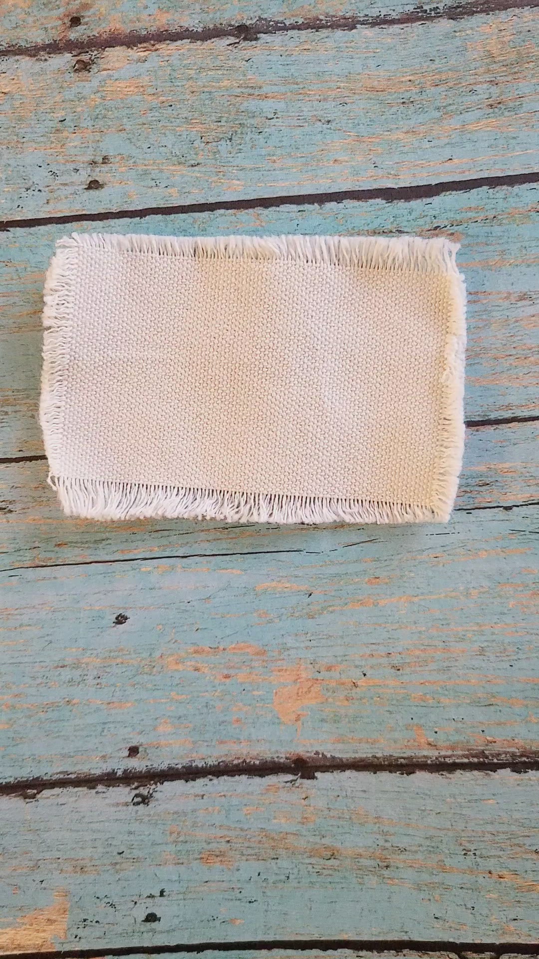Distressed Burlap Rectangle Hat Patch Sublimation Blank with Glue