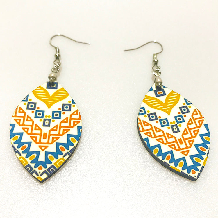 Pair of Leaf Shape 2-Sided MDF Sublimation Earrings with Hanging Hardware (set of 2). Laserable!