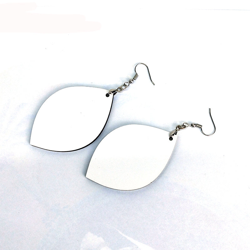 Pair of Leaf Shape 2-Sided MDF Sublimation Earrings with Hanging Hardware (set of 2). Laserable!