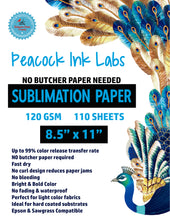Load image into Gallery viewer, 8.5x11&quot; No Butcher Paper Sublimation Paper. 120 gsm. 110 Sheet Pack!
