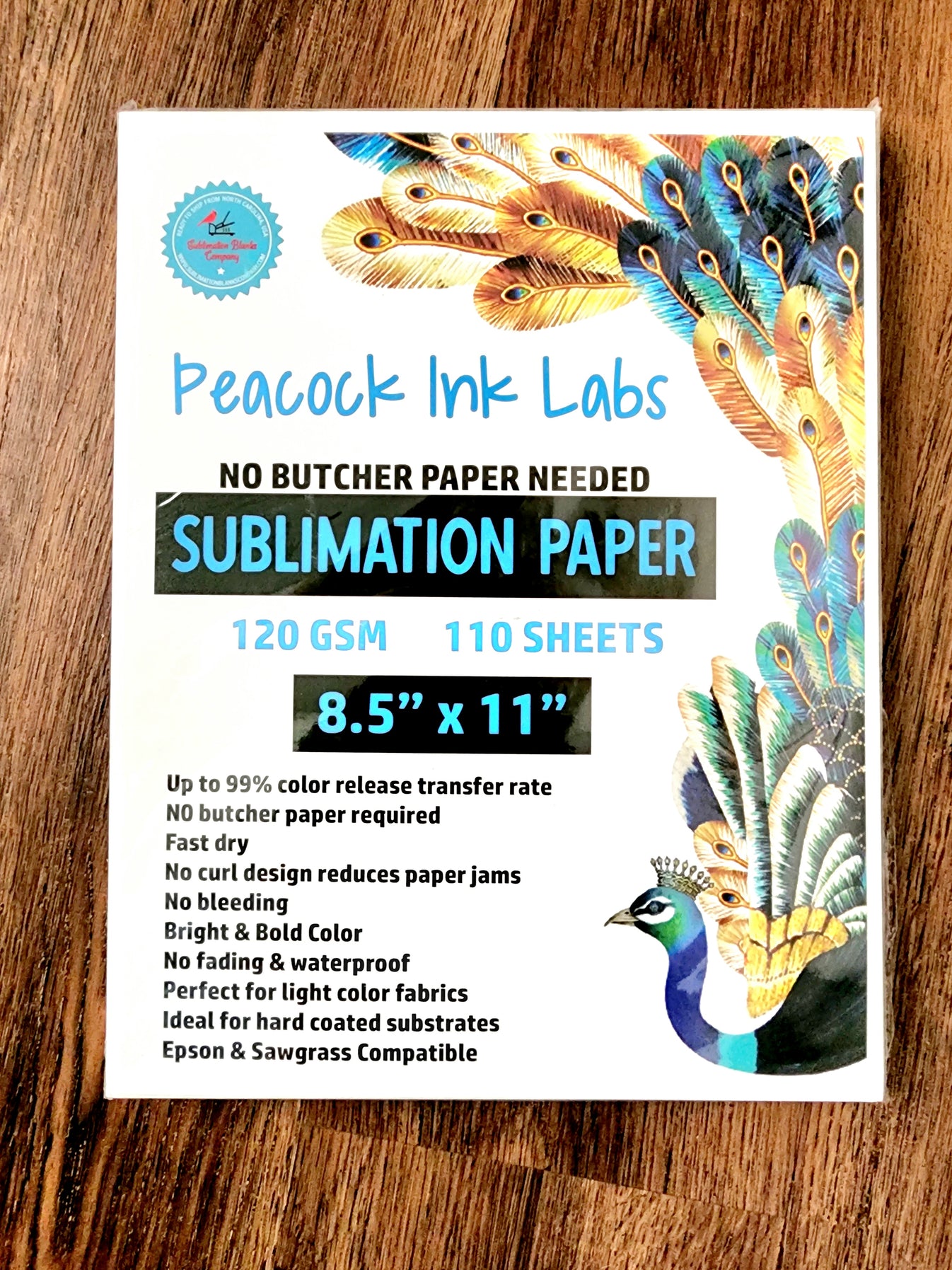8.5x11" No Butcher Paper Sublimation Paper. 120 gsm. 110 Sheet Pack