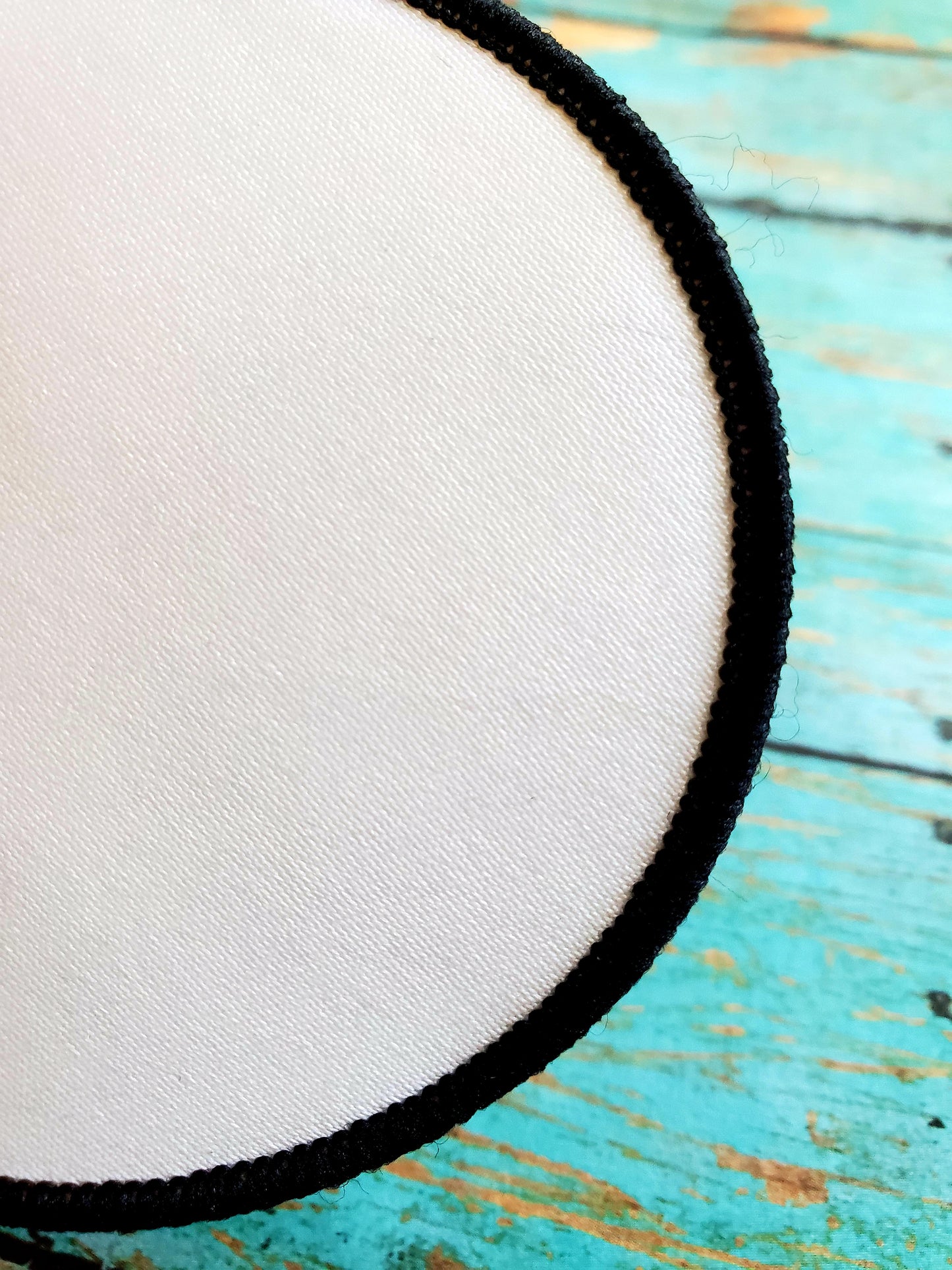 Round Hat Patch Sublimation Blank with Merrow White or Black Trim. Applique.