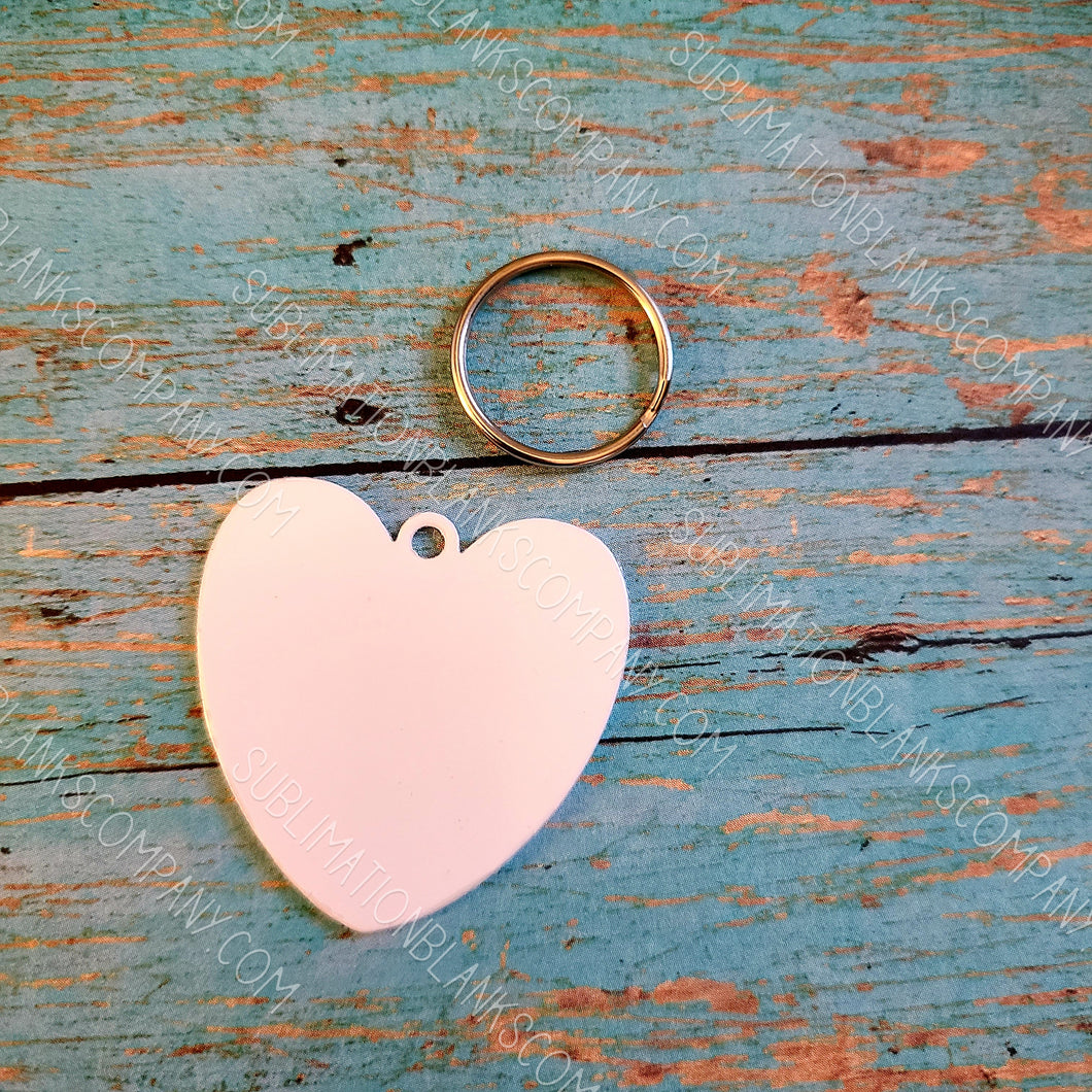 Heart 2-sided Pet ID Tag Sublimation/Laserable Blank with Hanging Ring
