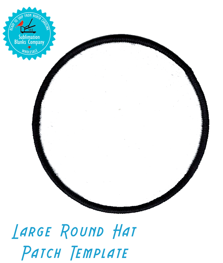 Round Hat Patch Sublimation Blank with Merrow White or Black Trim. Applique.