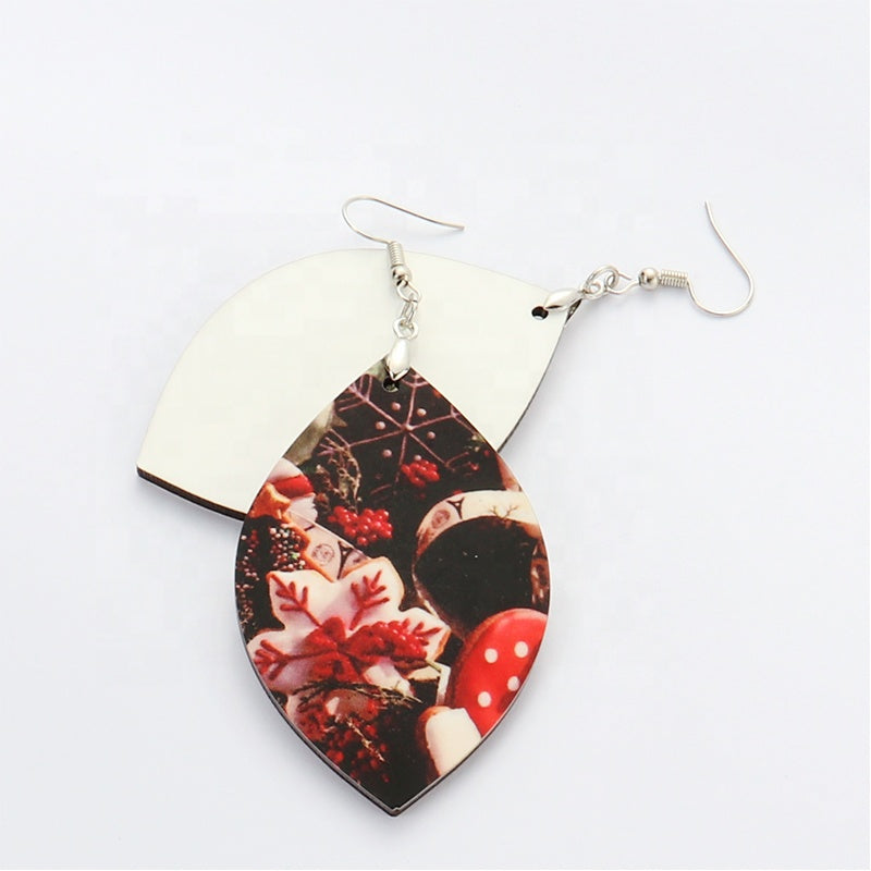 Pair of Leaf Shape 2-Sided MDF Sublimation Earrings with Hanging Hardw –  Sublimation Blanks Company