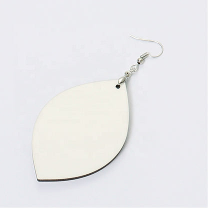 Pair of Leaf Shape 2-Sided MDF Sublimation Earrings with Hanging Hardware (set of 2). Laserable!