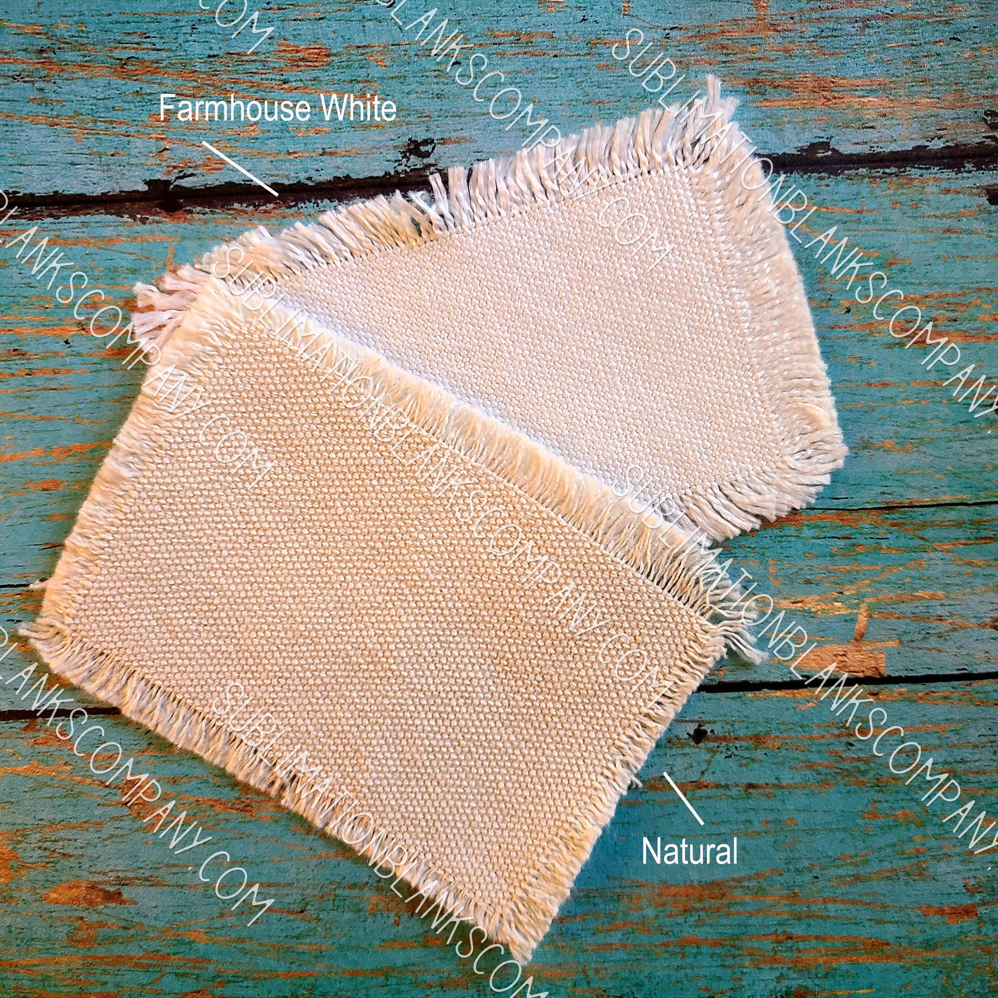 Distressed Burlap Rectangle Hat Patch Sublimation Blank with Glue