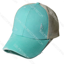 Load image into Gallery viewer, Structured Distressed Ponytail Criss Cross Back Baseball Trucker Hat Cap
